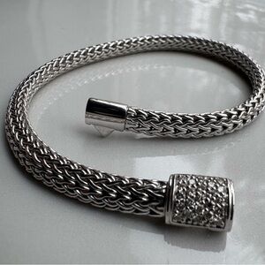 John Hardy Icon sterling silver diamond pave bracelet, size S